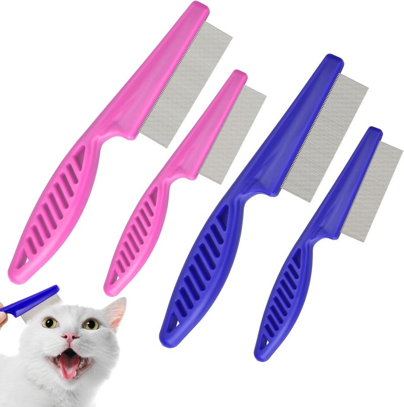 CAPHONT Flea Comb for Cats with Handle, 4 Pcs Flea Brush Tear Stain Comb Grooming Face and Matted Hair Paws Pet Lice Comb for Small, Medium & Large Cat Dog Kitten Rabbit - Image 1